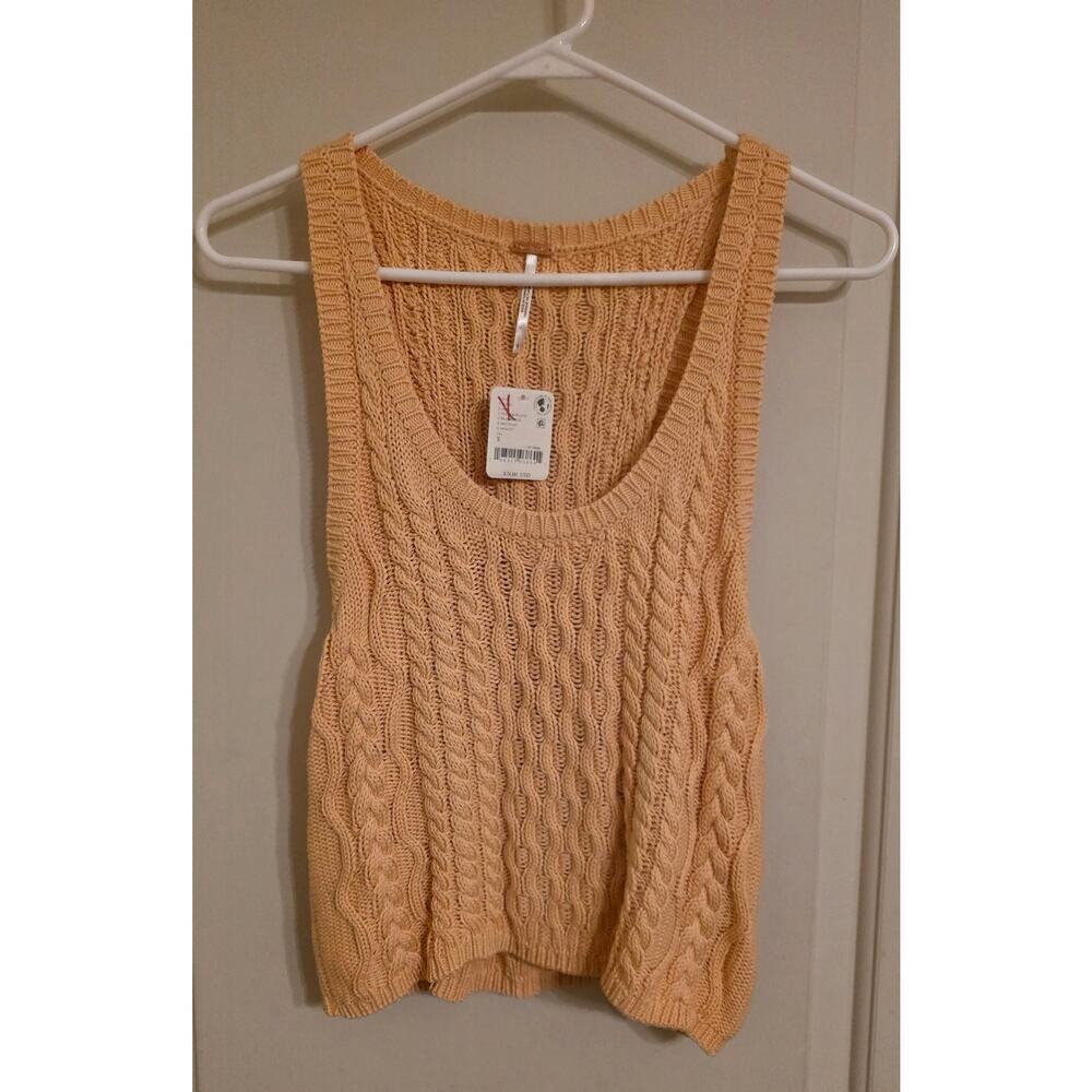 NwT Free People sleeveless sweater peach 100% cotton - Picture 3 of 7